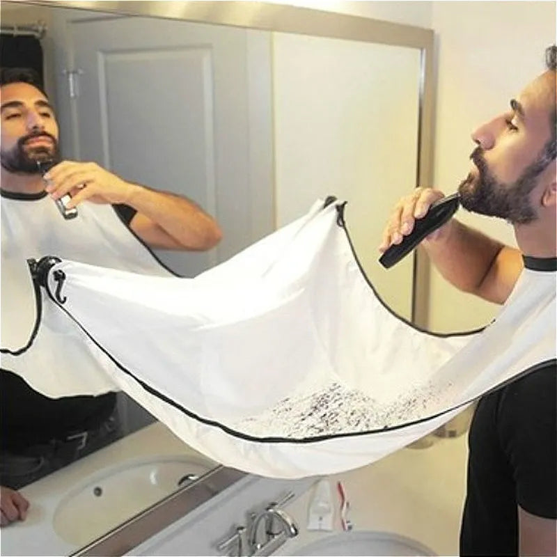 Shaving Apron for Men, Shaving Apron, Adult Bib, Shaver, Cleaning, Clean, No mess, Men's Apron, Beard, Sticks to mirror, clean hair free sink.