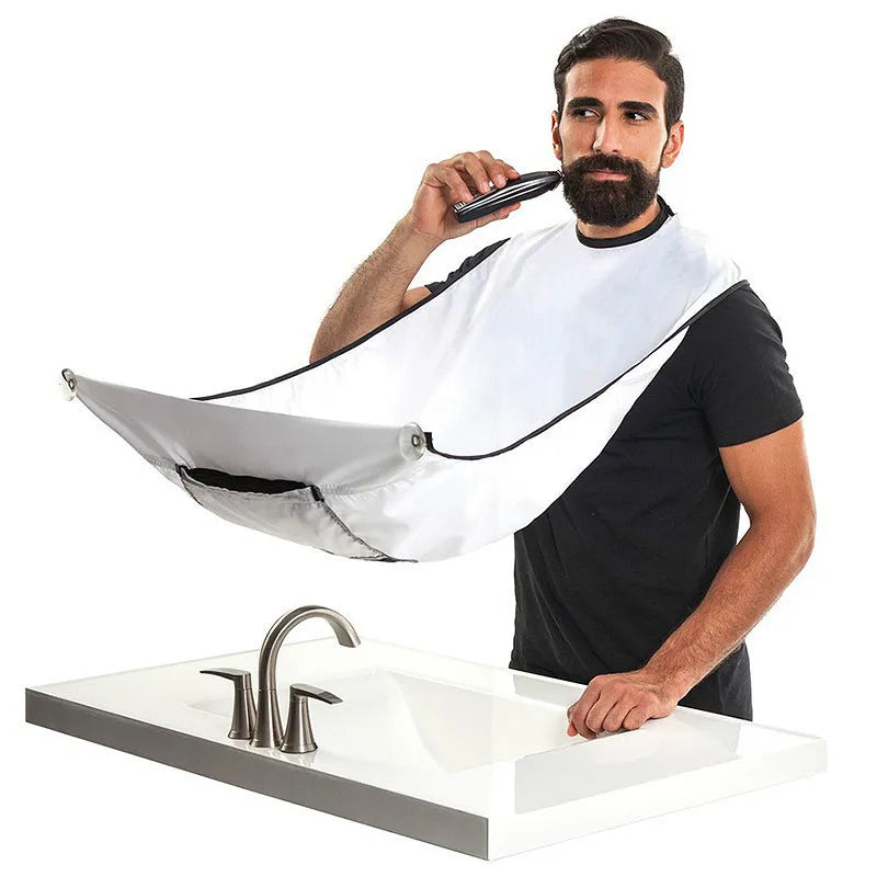 Shaving Apron for Men, Shaving Apron, Adult Bib, Shaver, Cleaning, Clean, No mess, Men's Apron, Beard, Sticks to mirror, clean hair free sink.