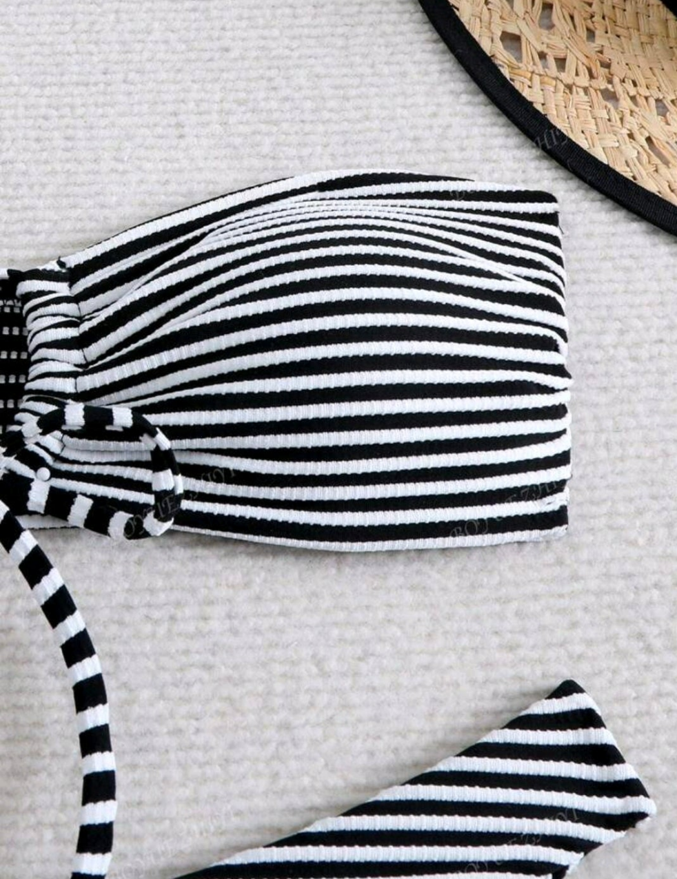 Black and white striped bikini