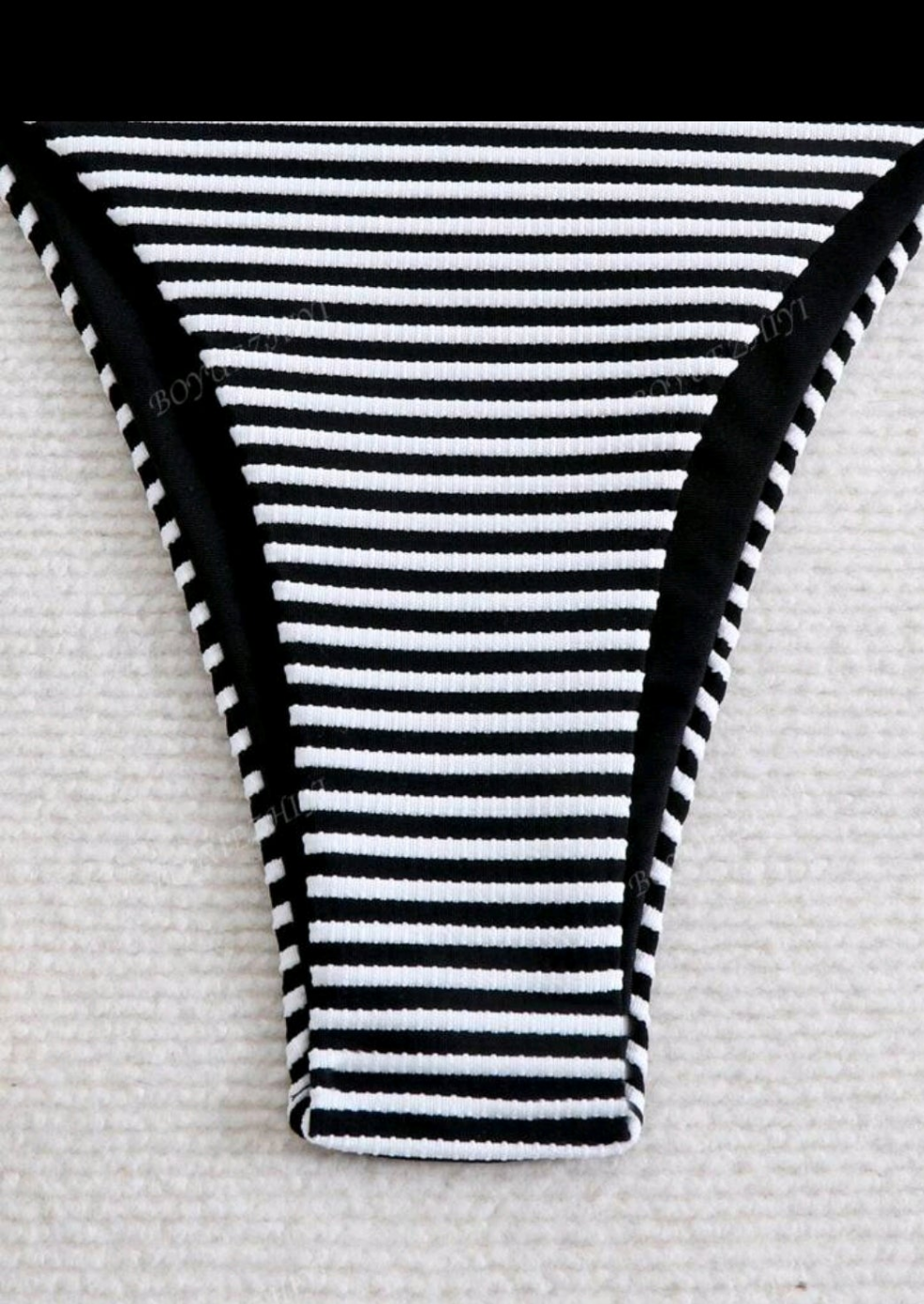 Black and white striped bikini