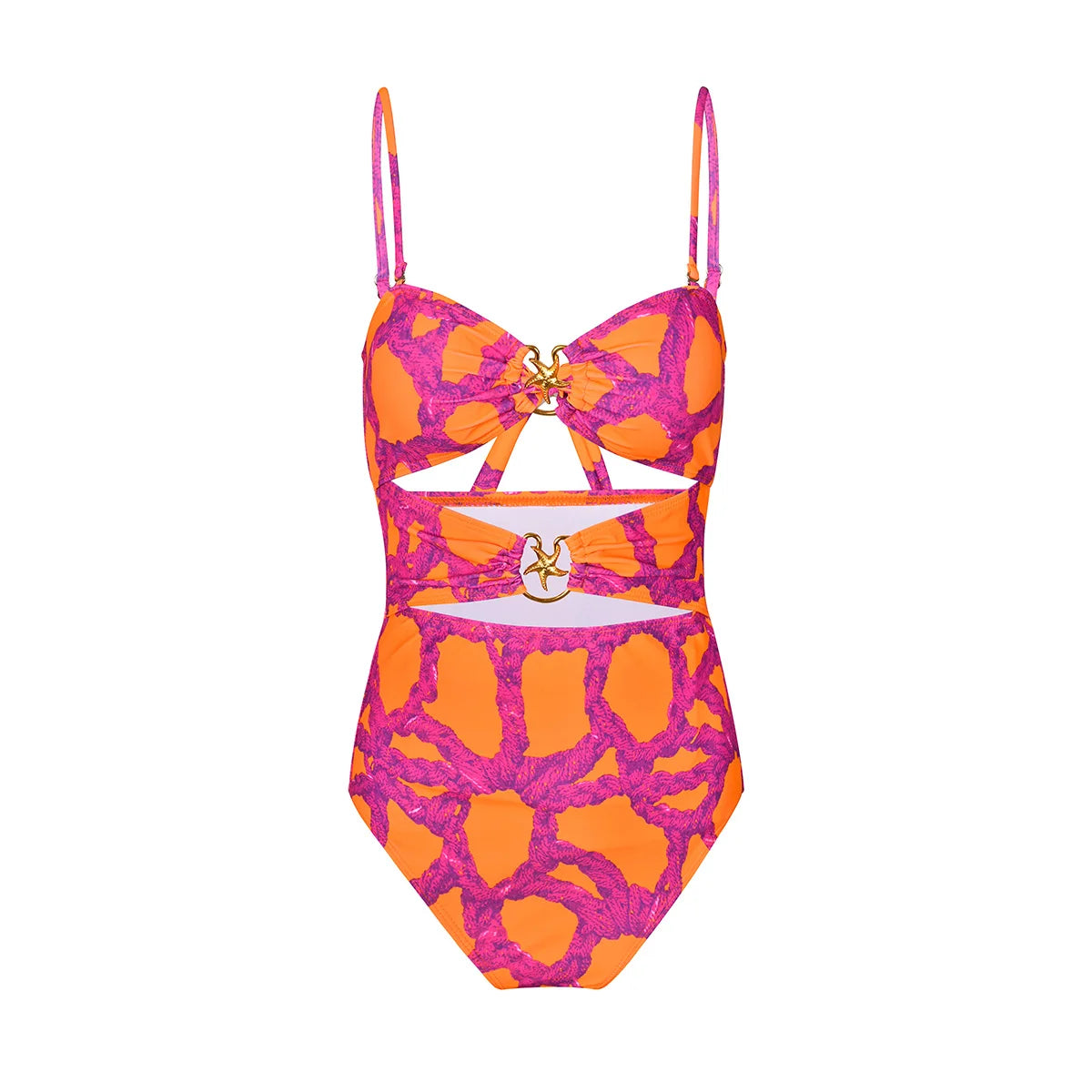 Leaves Print One-Piece Swimwear with Cover-Up – Sexy Bodysuit for Women