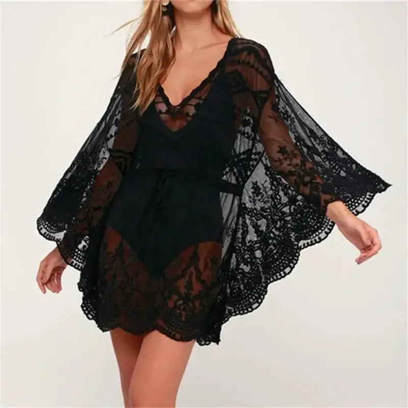 Lace Beach Cover-Up Tunic – Elegant Swimwear Pareo for Women