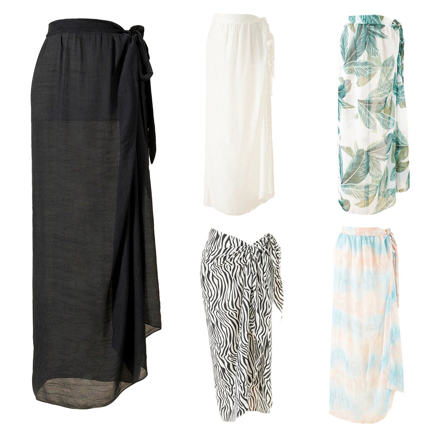 High Waist Bikini Cover-Up Skirt – Tie-Up Beach Wrap for Women