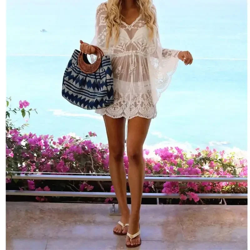 Lace Beach Cover-Up Tunic – Elegant Swimwear Pareo for Women