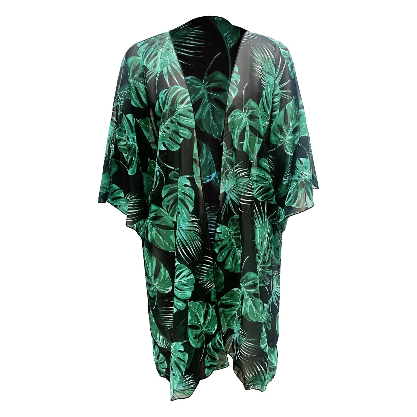 Leaves Print One-Piece Swimwear with Cover-Up – Sexy Bodysuit for Women