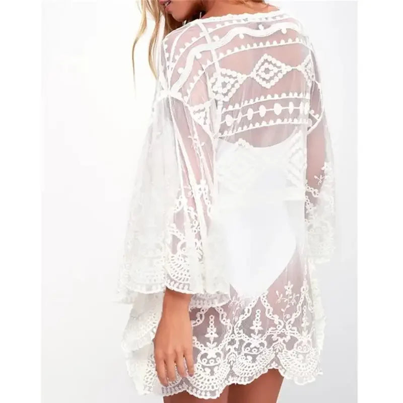 Lace Beach Cover-Up Tunic – Elegant Swimwear Pareo for Women