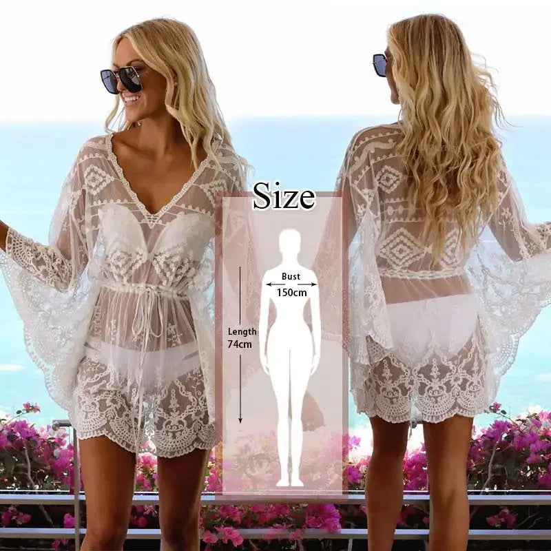 Lace Beach Cover-Up Tunic – Elegant Swimwear Pareo for Women