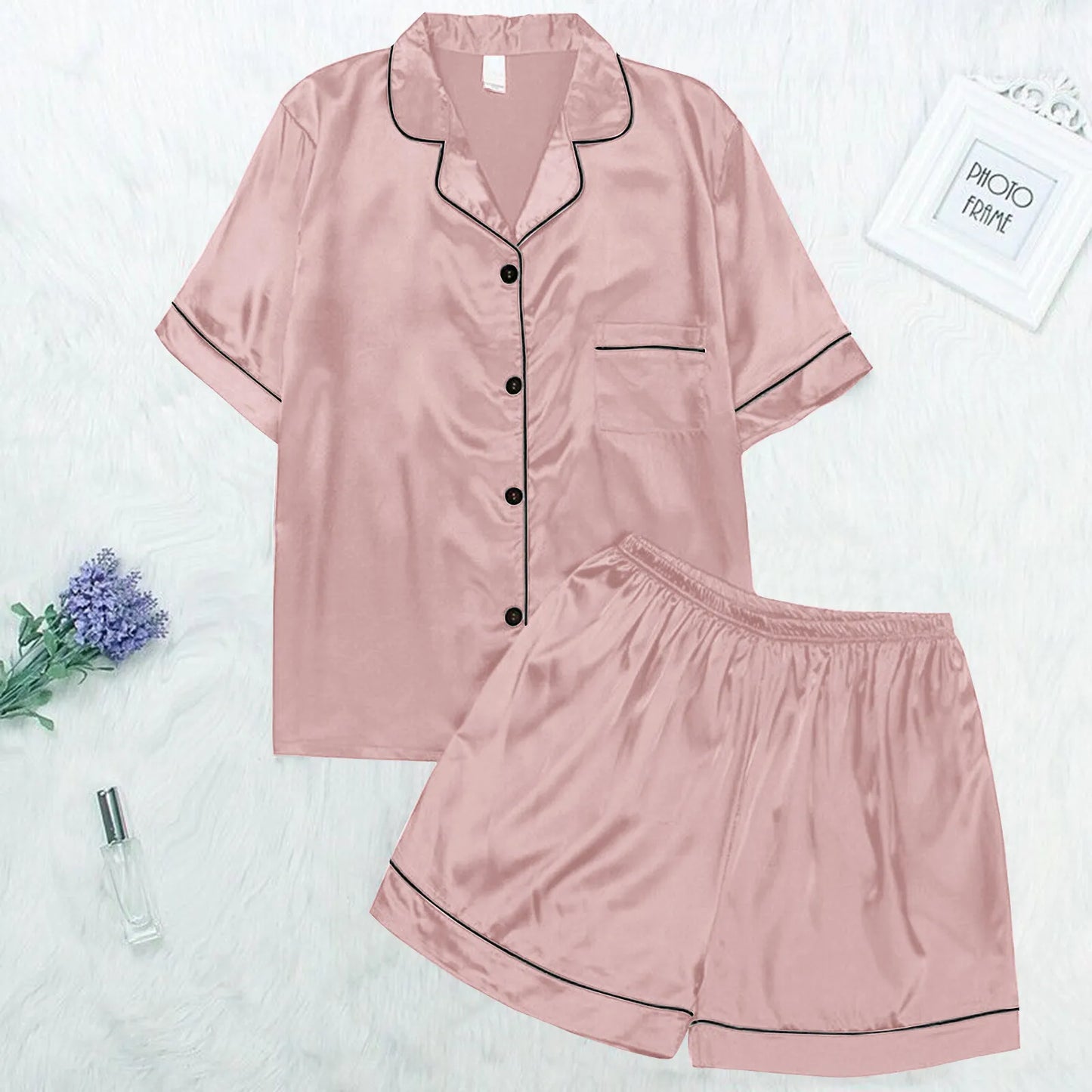 summer women pajamas - silk satin pajama set