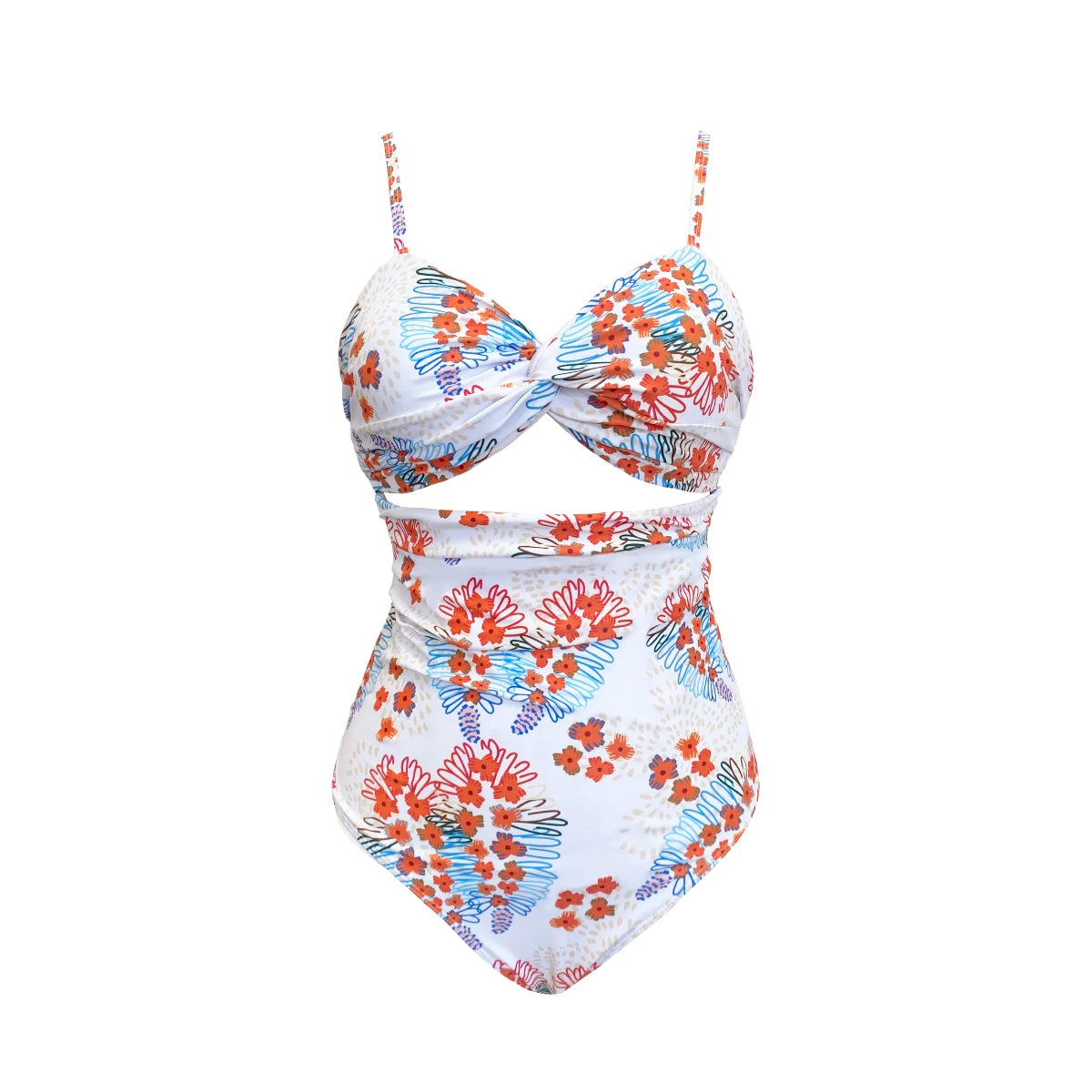 Leaves Print One-Piece Swimwear with Cover-Up – Sexy Bodysuit for Women