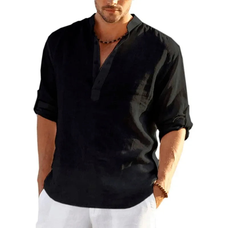 Men's Linen Long Sleeve T-Shirt