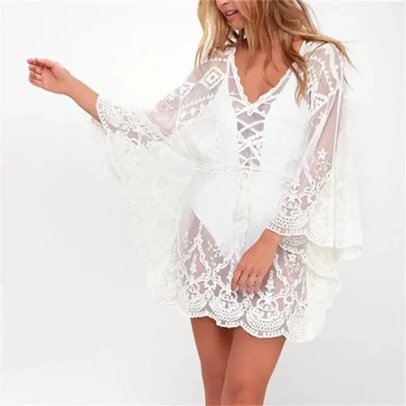 Lace Beach Cover-Up Tunic – Elegant Swimwear Pareo for Women