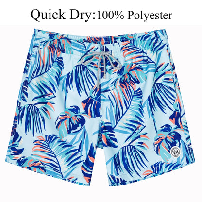 Men's Hawaiian Style Quick-Dry Swim Shorts with Mesh Lining