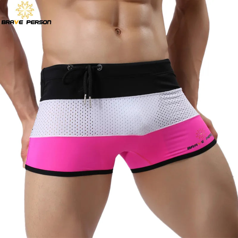Men’s Patchwork Swim Trunks – Soft & Breathable Beach Shorts
