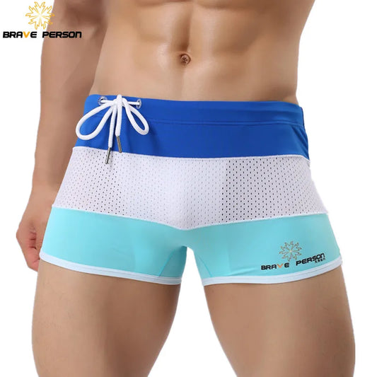 Men’s Patchwork Swim Trunks – Soft & Breathable Beach Shorts