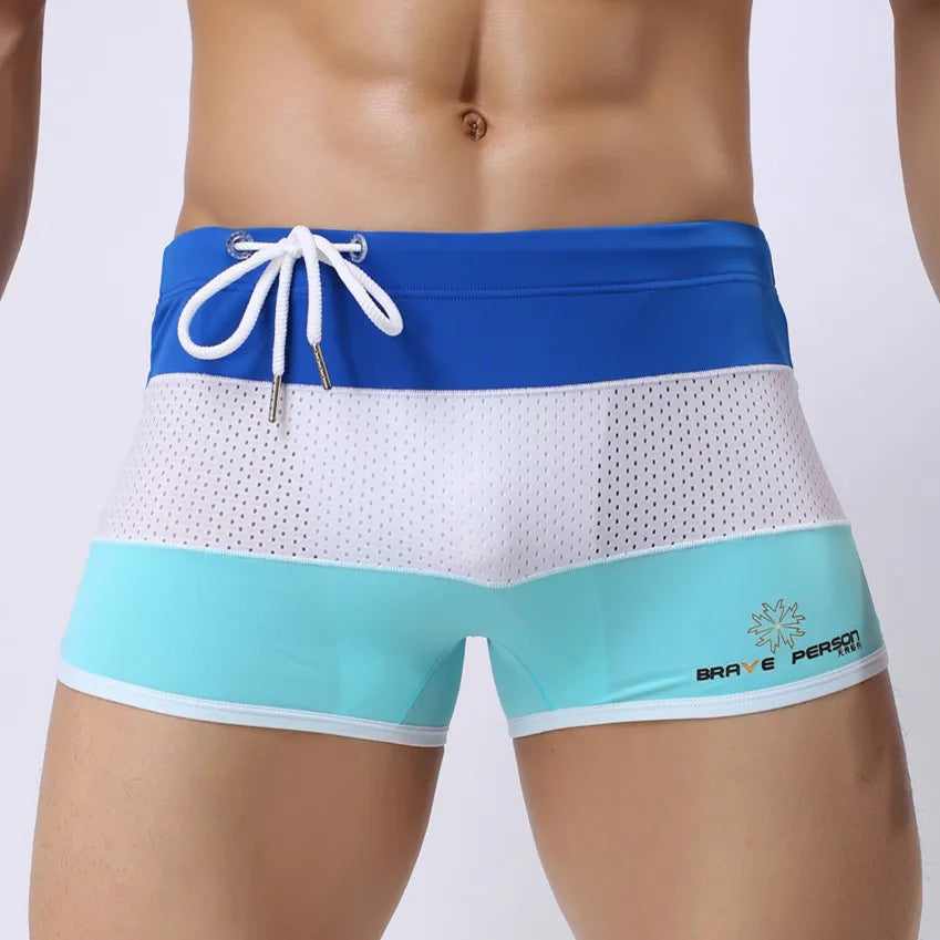 Men’s Patchwork Swim Trunks – Soft & Breathable Beach Shorts