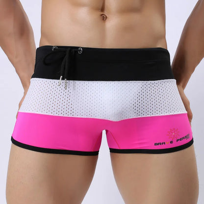 Men’s Patchwork Swim Trunks – Soft & Breathable Beach Shorts