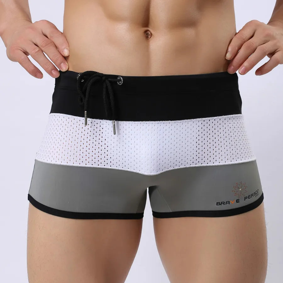 Men’s Patchwork Swim Trunks – Soft & Breathable Beach Shorts
