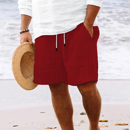 Men's Hawaiian Beach Style Striped Multi-Pocket Board Shorts