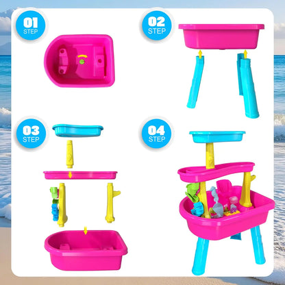 VATOS 3-Tier Kids Water Table with 37-Piece Set