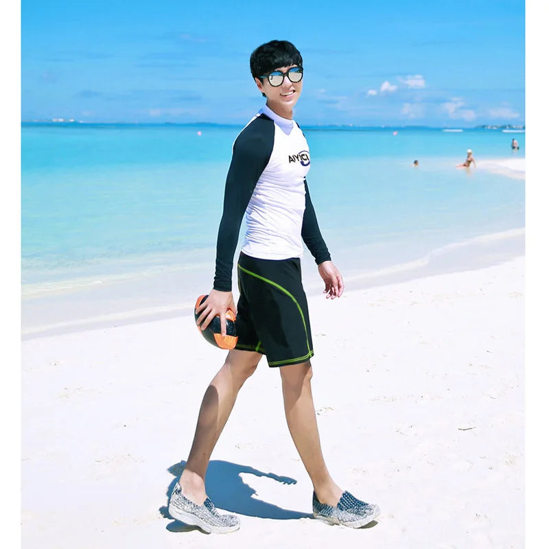Men's Rash Guard Swim Shirts and Trunks - UV Protection, Quick-Dry Beach & Fishing Wear