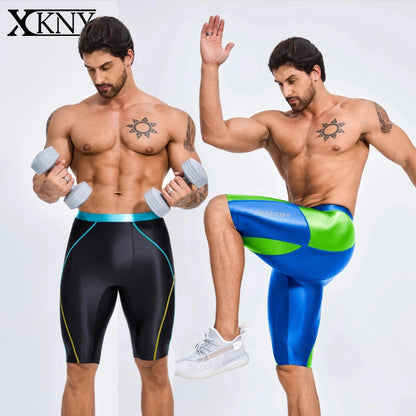 AMORESY Men's Casual Fitness Five-Quarter Shorts - Cycling & Wrestling Satin Glossy Pants