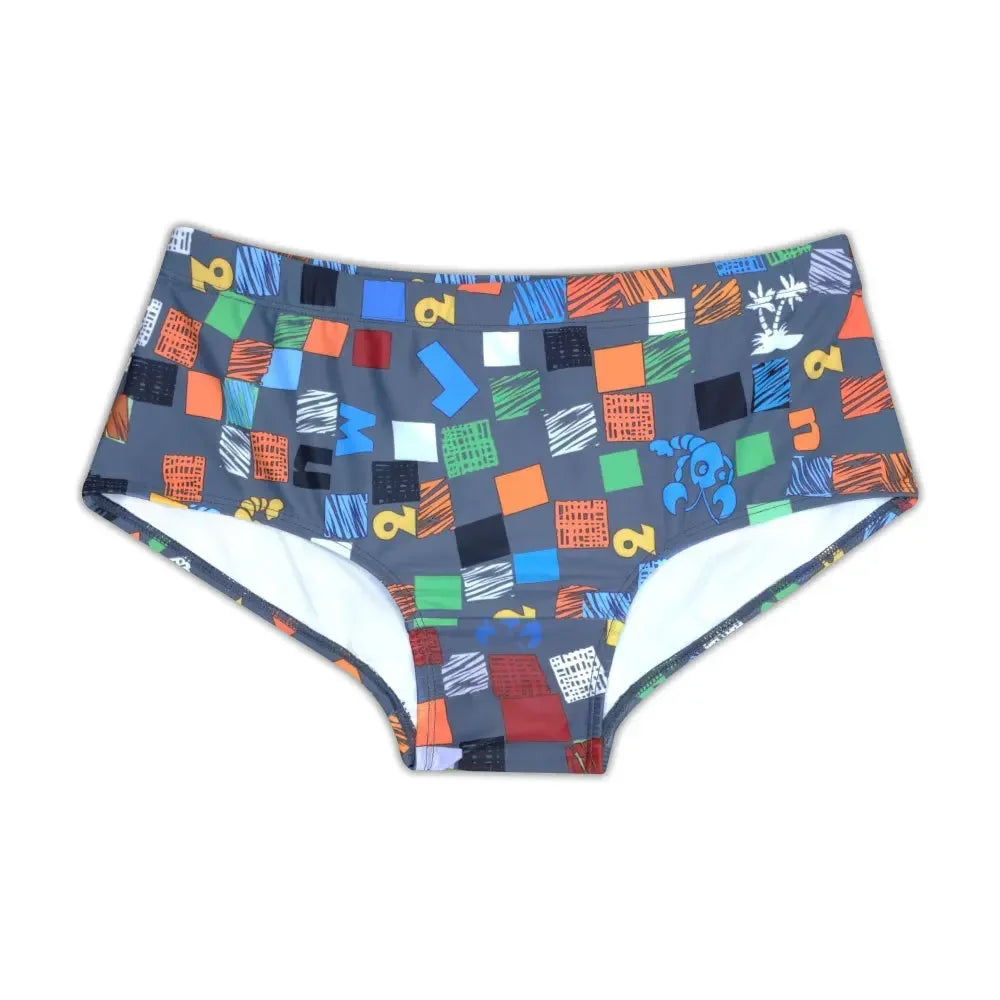 Sexy Summer Men Swimwear - Square Graffiti Surf Boxer Briefs