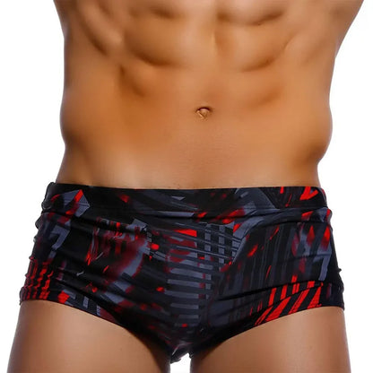 Sexy Summer Men Swimwear - Square Graffiti Surf Boxer Briefs