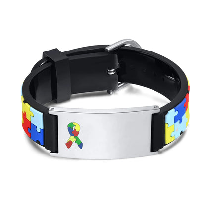 Custom Baby Name Bracelets for Boys & Girls - Personalized Autism Information Soft Silicone Wristbands