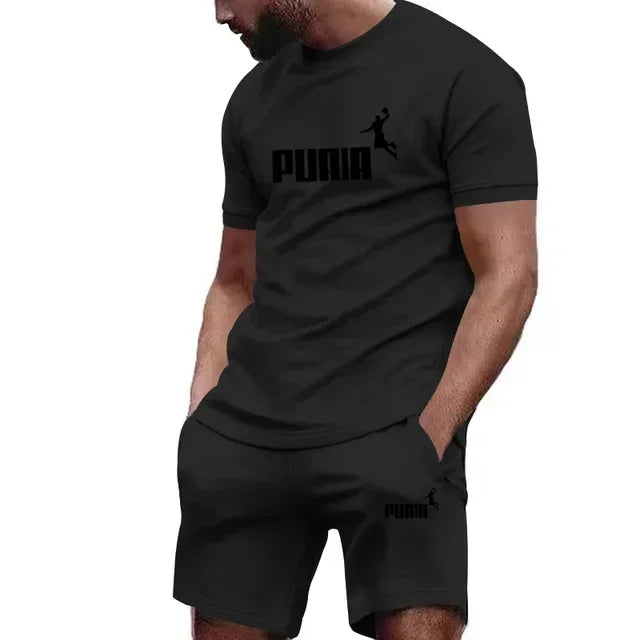 Men's Summer Tracksuit Set - Casual T-Shirt & Sport Shorts Set