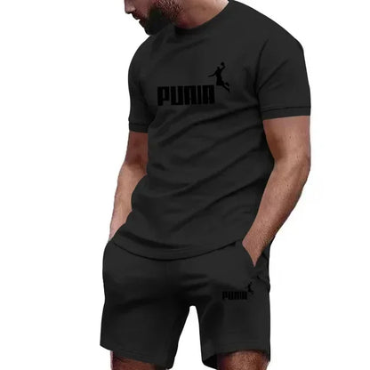 Men's Summer Tracksuit Set - Casual T-Shirt & Sport Shorts Set