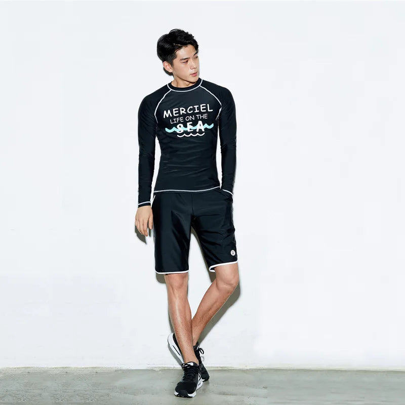 Men's Rash Guard Swim Shirts and Trunks - UV Protection, Quick-Dry Beach & Fishing Wear