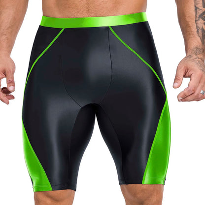 AMORESY Men's Casual Fitness Five-Quarter Shorts - Cycling & Wrestling Satin Glossy Pants