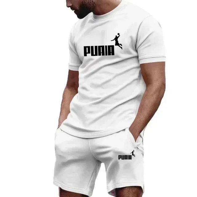 Men's Summer Tracksuit Set - Casual T-Shirt & Sport Shorts Set