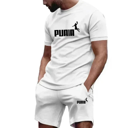 Men's Summer Tracksuit Set - Casual T-Shirt & Sport Shorts Set