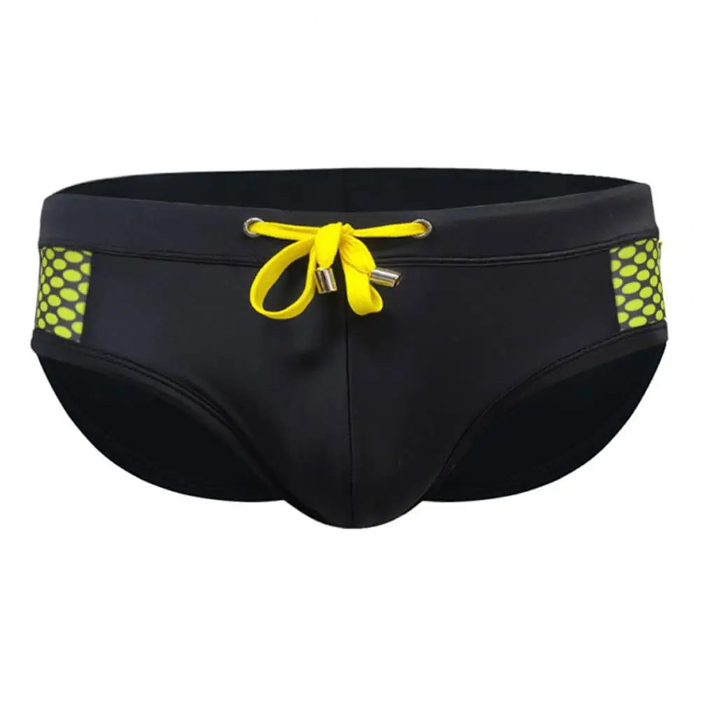Men's Summer Swim Briefs - Low-Rise, Drawstring, Sexy Dot Stitching Print