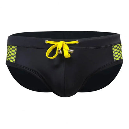 Men's Summer Swim Briefs - Low-Rise, Drawstring, Sexy Dot Stitching Print