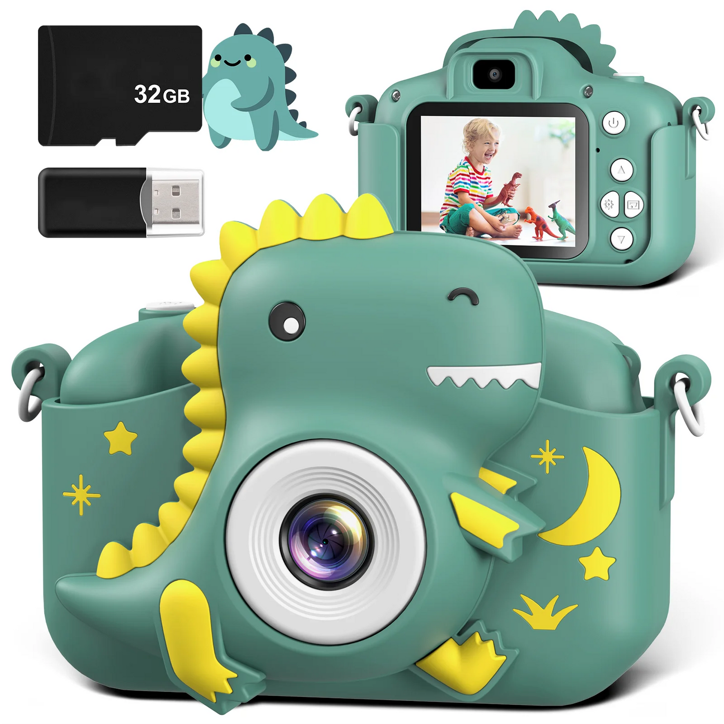 Kids Digital Cartoon Camera – 20MP Dual Lens, 1080P HD, 2.0" LCD, Rechargeable Selfie Toy Camera