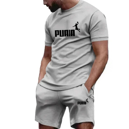 Men's Summer Tracksuit Set - Casual T-Shirt & Sport Shorts Set