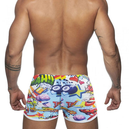 Men's Cartoon Swim Shorts - Quick Dry Swimwear for Beach & Surfing