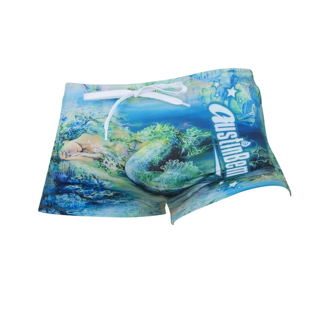 Men's Summer Beach Swimming Trunks - Sexy Waist Boxer Swimsuit