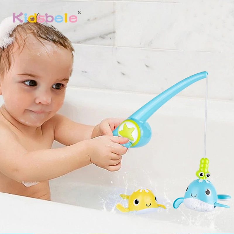Magnetic Fishing Game Bathtub Toy – Wind-up Swimming Whales for Toddlers (18 Months+)