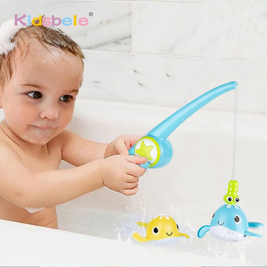 Magnetic Fishing Game Bathtub Toy – Wind-up Swimming Whales for Toddlers (18 Months+)