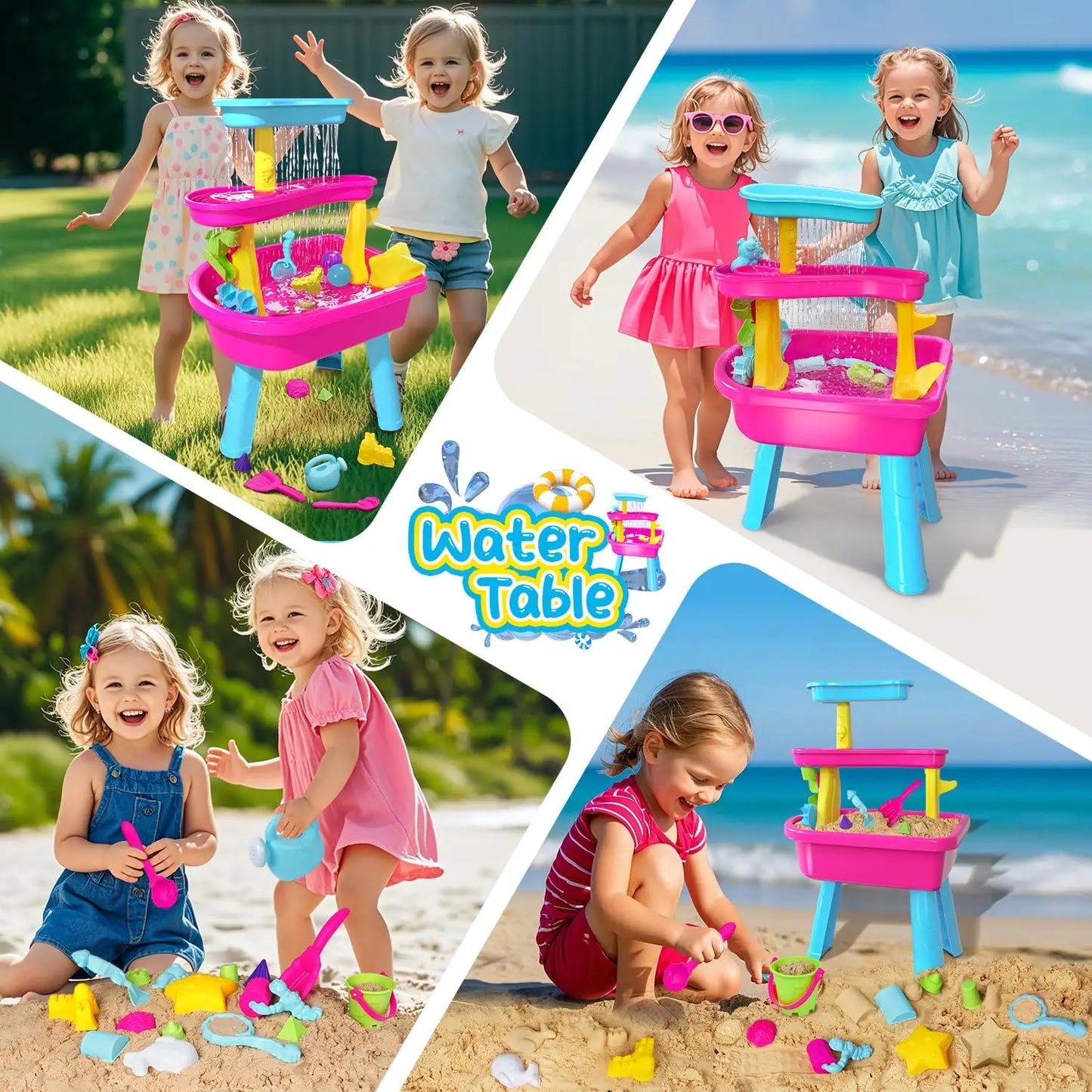 VATOS 3-Tier Kids Water Table with 37-Piece Set