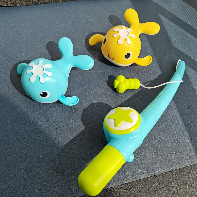 Magnetic Fishing Game Bathtub Toy – Wind-up Swimming Whales for Toddlers (18 Months+)