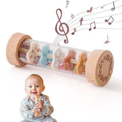 Montessori Baby Rain Stick Rainbow Hourglass Music Rattle – Sensory Educational Toy for Kids
