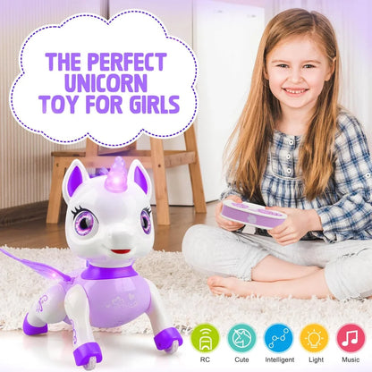 Smart LED Interactive Robotic Unicorn – Remote-Controlled Rechargeable Companion for Girls (Ages 3–8) – Purple