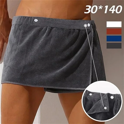 Men's Soft Cotton Bathrobe Towel - Side Open Shower Skirt & Beachwear