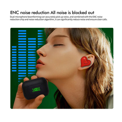 Heart-Shaped In-Ear Wireless Bluetooth Earphones with Noise Reduction – Cute and Fashionable Gift for Girls