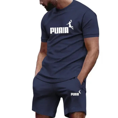 Men's Summer Tracksuit Set - Casual T-Shirt & Sport Shorts Set