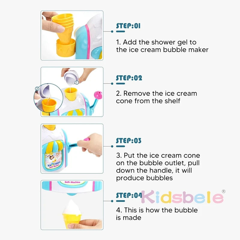 Toddler Ice Cream Bubble Foam Bath Toy